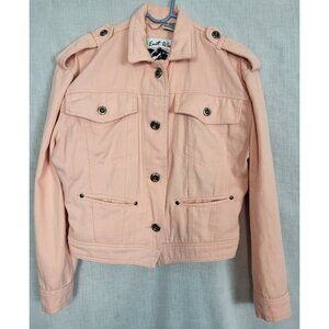 East West Women's Pink / Peach Denim Jacket Size Medium Short Length / Crop Fall